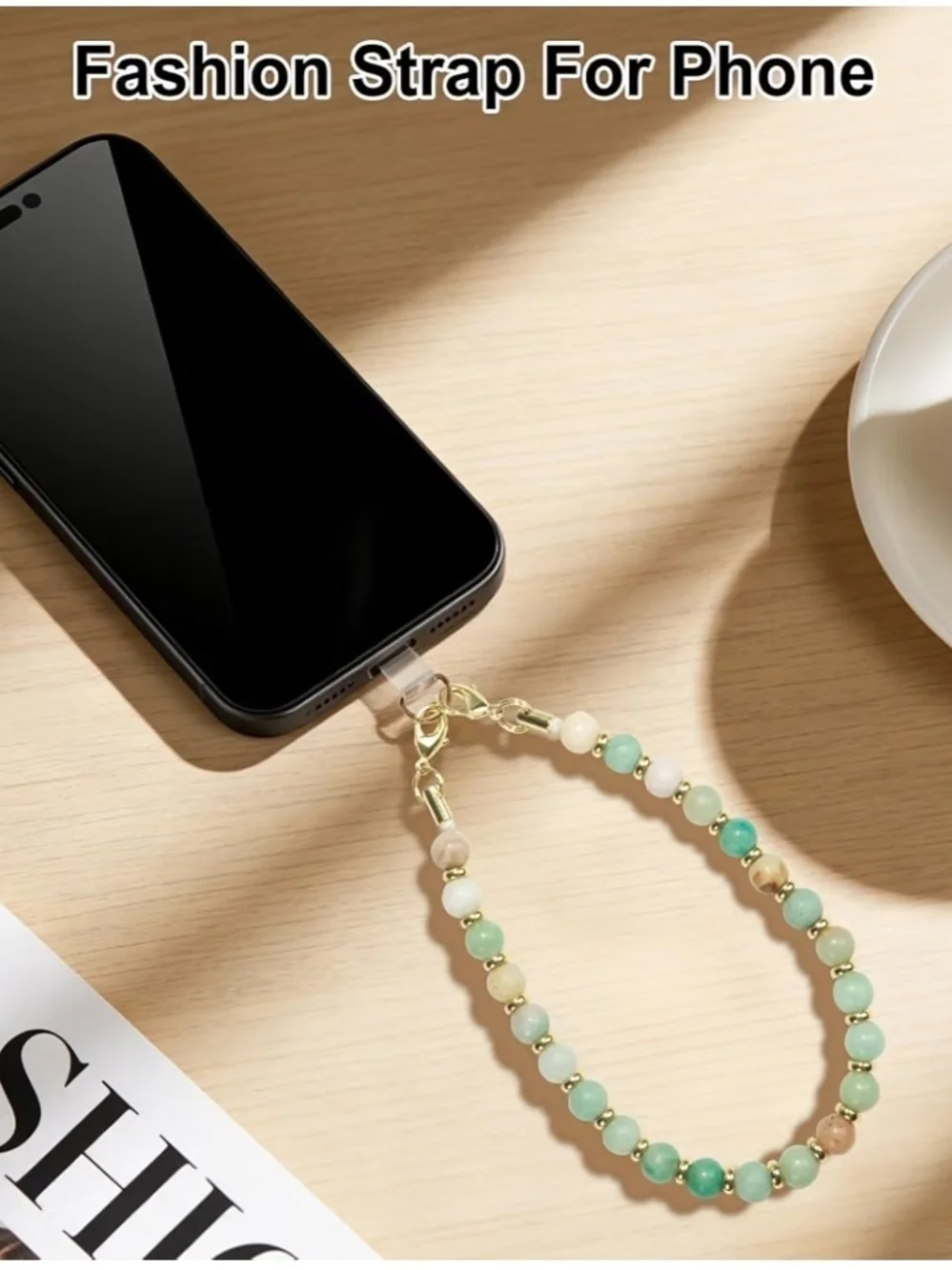 Natural Stone Phone Charm - Crystal Phone Beaded Wrist Strap Phone Hand Holder